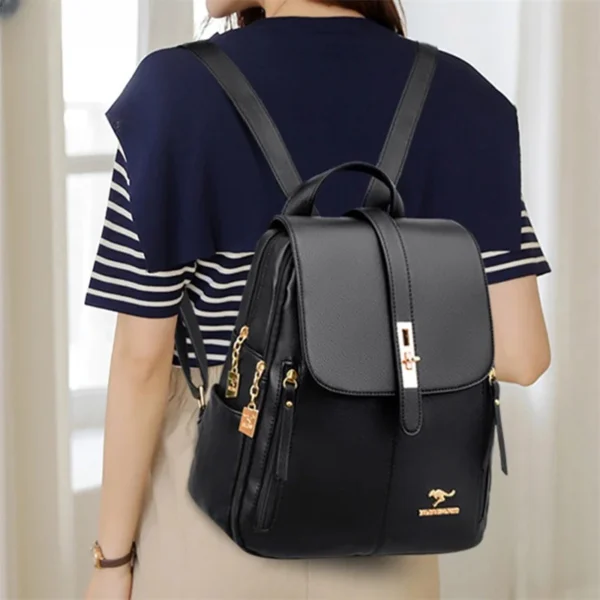 Women's casual leather backpack - Image 2