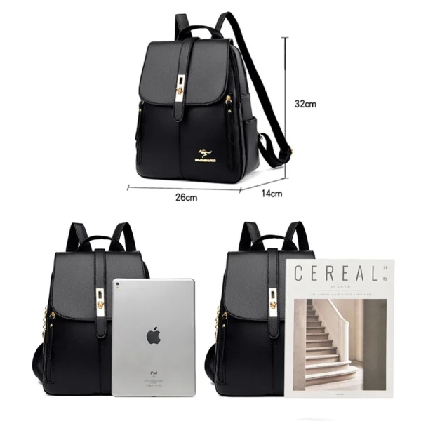 Women's casual leather backpack - Image 4